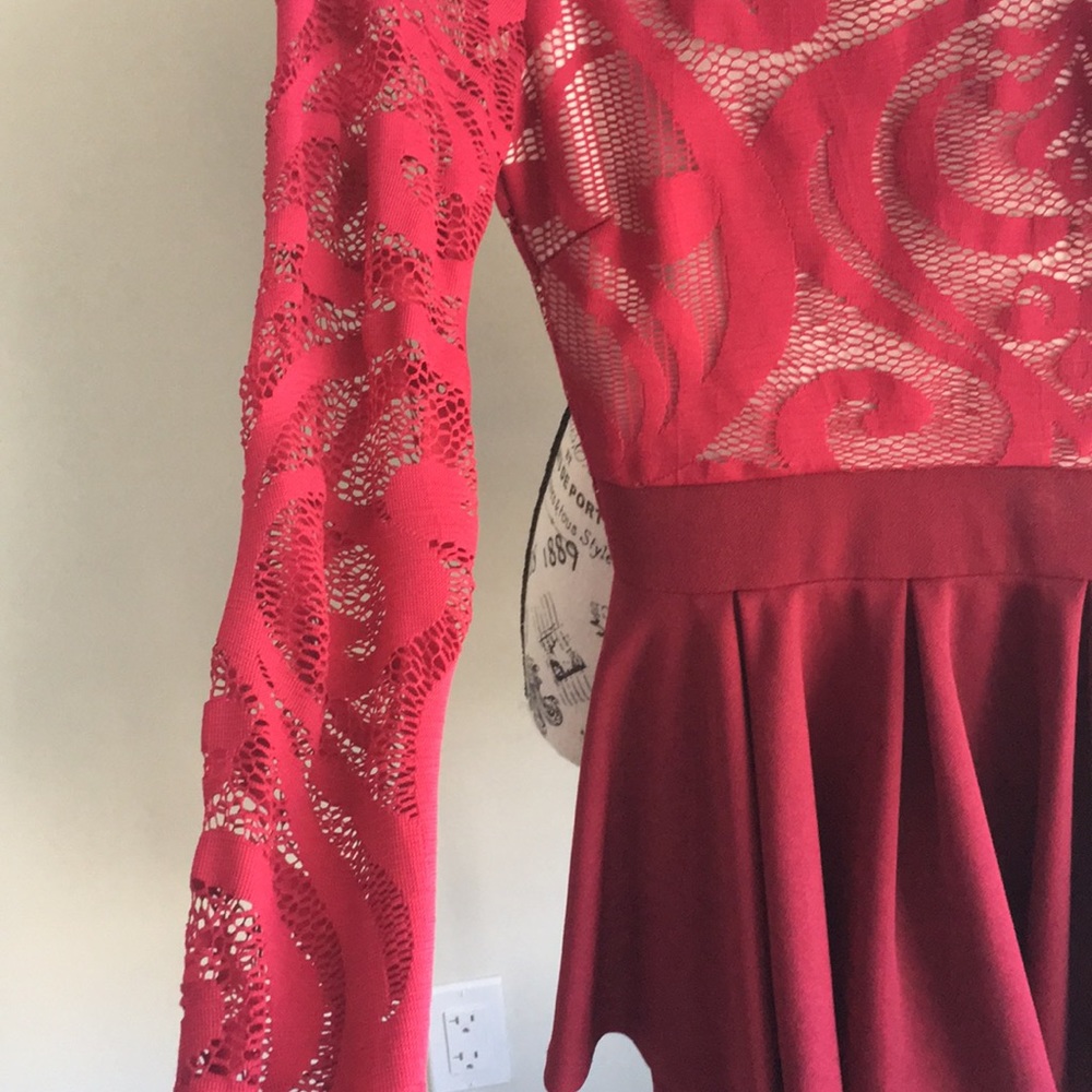 Romper red skirt and lace
